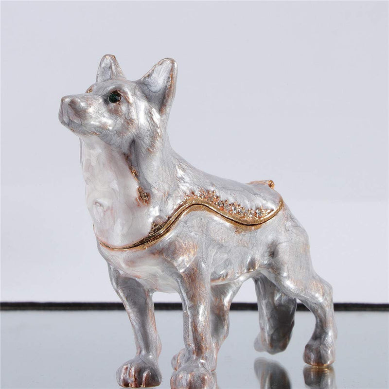 [Australia] - Waltz&F Gray wolf Trinket Box Hinged Hand-painted Figurine Collectible Ring Holder 