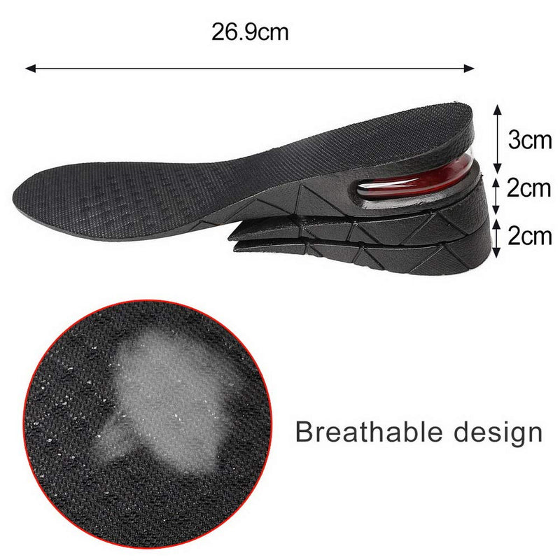 [Australia] - ZHIYE Height Increasing Shoe Insole, 3 cm 5cm 7 cm Adjustable 3-Layer Orthotic Air Cushion Heel Insert Increase Insole for Men Women Black 