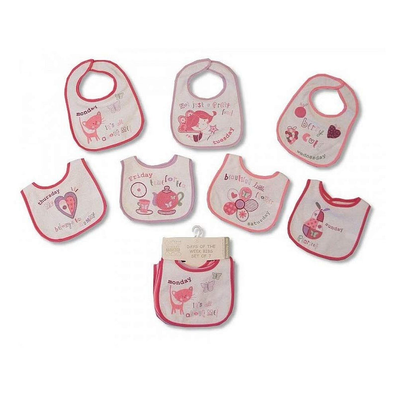 [Australia] - Baby Patterned 7 Days Of The Week Bibs in Boys & Girls Options (Pack of 7) (0-6 Months) (Blue) 0-6 Months Blue 