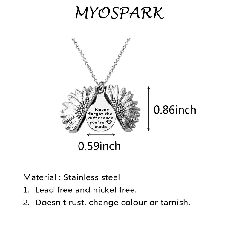 [Australia] - MYOSPARK Never Forget The Difference You've Made Sunflower Locket Necklace Appreciation Gifts for Colleague Best Friends Never forget sunflower NL 