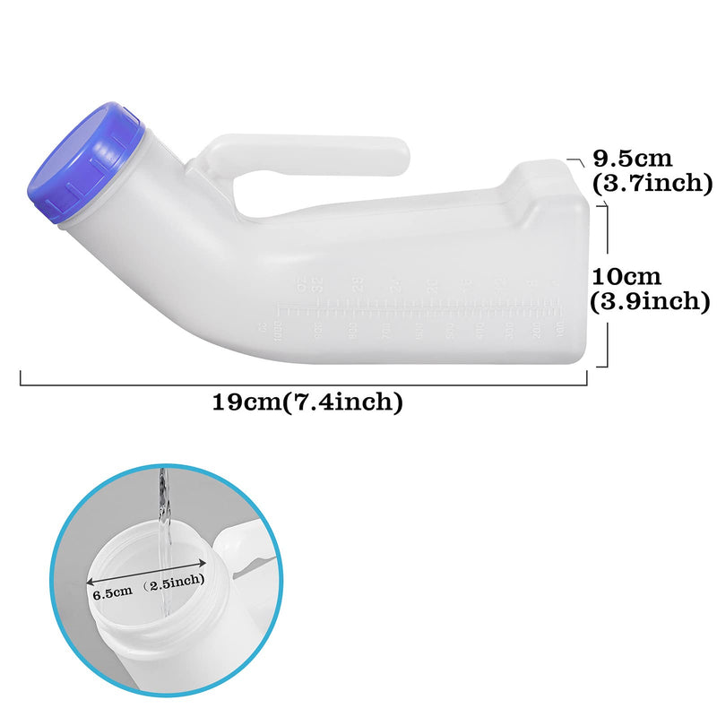 [Australia] - Unisex Urinals, Plastic Urine Bottles for Men and Women, SpillProof Screw Cap Lid, Portable Toilet Urinals Ideal for Car Travel Outdoor 1x Urinal - White and Blue 