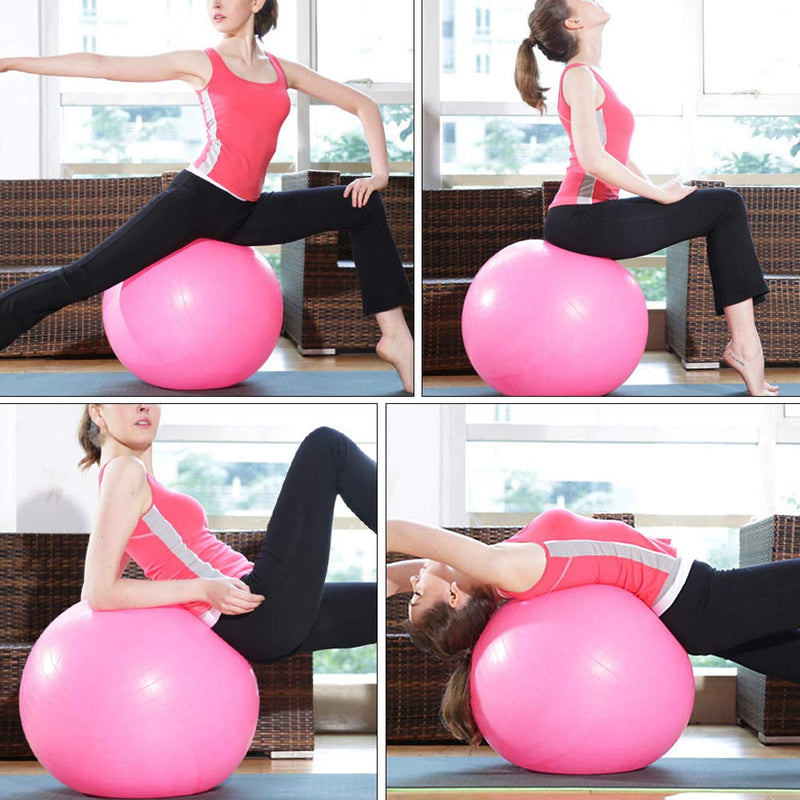 [Australia] - TOMSHOO Anti-Burst Yoga Ball With Air Pump And Thickened Stability Balance For Physical Fitness Silver 45cm 