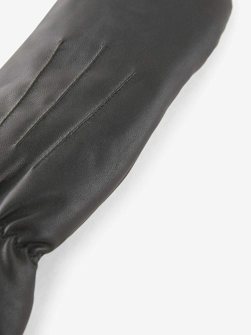 [Australia] - Pieces Women's Pcnellie Leather Mittens Noos Gloves S Black (Black Black) 