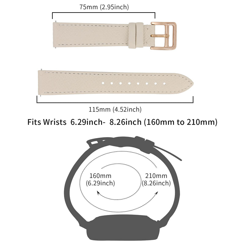 [Australia] - Heyon Watch Band Leather for Women 16mm 18mm,Top Grain French Calf Genuine Leather ,Quick To Release,Soft Thin Watch Strap Replacement beige-gold 