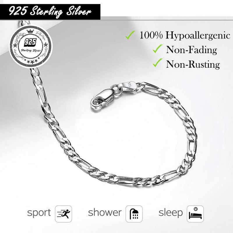 [Australia] - ChicSilver 925 Sterling Silver Ankle Bracelet for Women, Simple Durable Cuban Link/Figaro/Twist Rope Chain Anklets for Beach Party(with Gift Box) B: Figaro Chain 