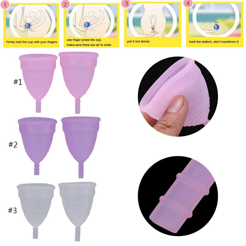 [Australia] - AYNEFY Menstrual Cup, 3 Colors 2 Pieces/Set Reusable Anti-Leakage Lady Women Menstrual Cup Feminine Hygiene Care Product(White) White 