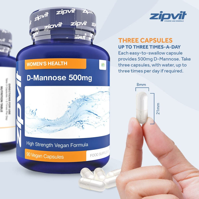 [Australia] - D-Mannose 500mg, 90 Vegan Capsules. Natural Cystitis Supplement for Women and Men. UK Manufactured. 