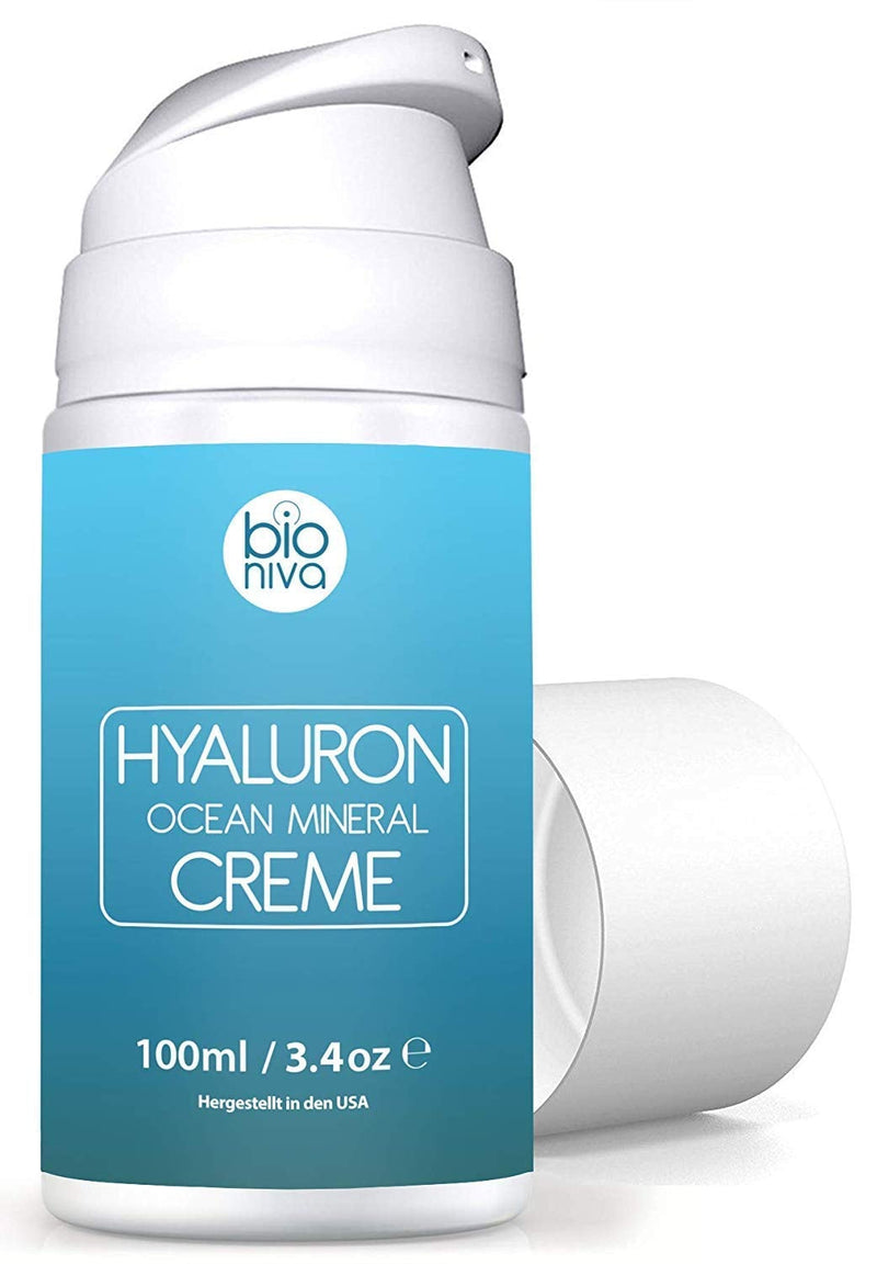 [Australia] - Hyaluron Mineral Creme for Face, Hands & D√©collet√© - Natural day cream with Hyaluronic Acid, Shea Butter & 92+ Ocean Minerals. Reduces wrinkles, fine lines, age spots & stimulates collagen. 100ml 