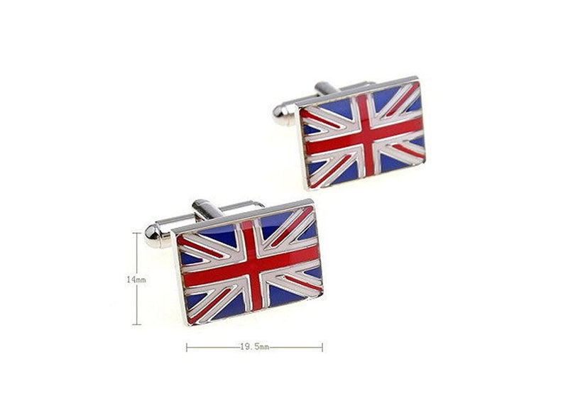 [Australia] - Mens Executive Cufflinks European Traveler Union Jack British Red White Blue UK Flag Cuff Links 