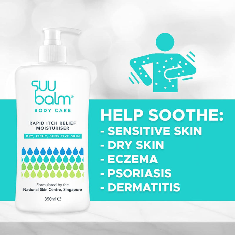 [Australia] - Suu Balm - Itch Relief Cream, Menthol & Ceramide Body Moisturiser - Eczema, Psoriasis, Dry, Sensitive Skin Treatment (350ml) 