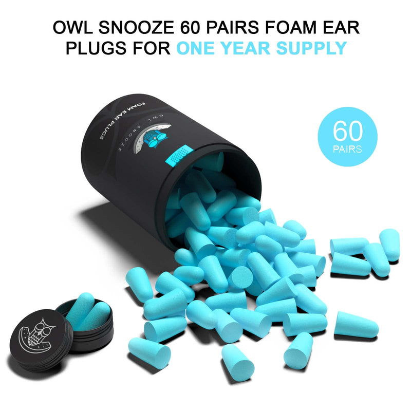 [Australia] - Ear Plugs for Sleeping The Best Noise Cancelling Ear Plugs for Sleeping by Owl Snooze 60 Pairs 38dB Highest SNR, New & Upgraded Reusable & Custom fit Super Soft Foam Earplugs 