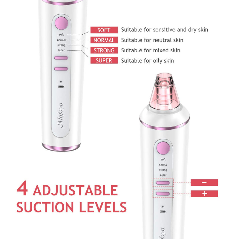 [Australia] - Blackhead Remover Vacuum Pore Cleaner, Alofoyo Valentines Day Gifts Upgraded Strong Suction Rechargeable Facial Pore Acne Extractor Cleanser, 4 Adjustable Suction Power and 4 Functional Probes Pink 