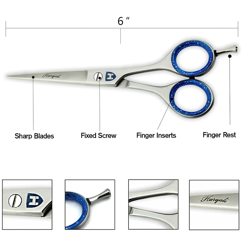 [Australia] - Haryali London Hairdressing Scissors -Professional 6" Hair dressing Scissors Hairdressers Hair Cutting Shears – Hair Cutting Scissors - for Men and Women with Real Leather Pouch 