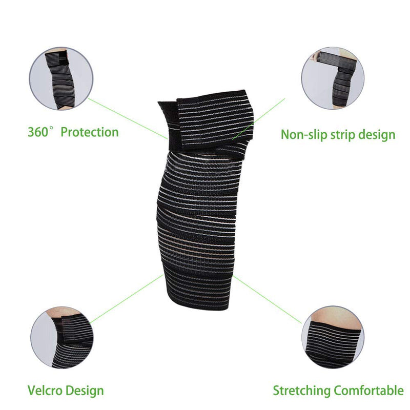 [Australia] - Extra Long Elastic Compression Knee Brace Wrap for patellar tendon support strap for Plantar Fasciitis, Stabilising Ligaments, Joint Pain, Swelling Sprains, Squat, Basketball, Running, Tennis 