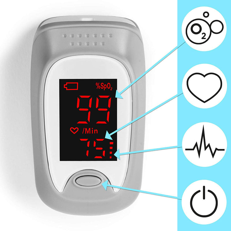 [Australia] - Finger Pulse Oximeter OX01R | Measures SpO2, Blood Oxygen, Pulse Rate | Digital Easy to Read Display & Accurate Readings | Comes with Lanyard and Carry Pouch 