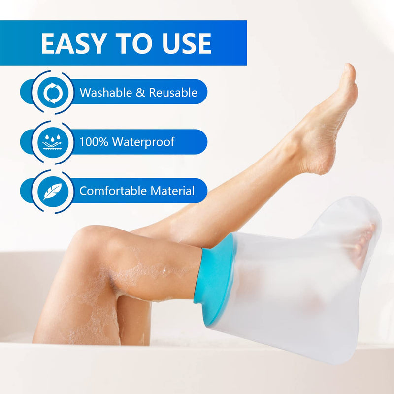 [Australia] - Promifun TPU Waterproof Foot Cast Cover for Shower Bath , Adult Foot Cast Protector,Reusable Cast Sleeve for Broken Surgery Foot & Ankle , Burns , Wounds 