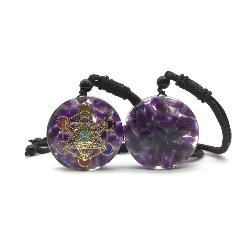 [Australia] - EDEN'S CALL Healing 7 Chakra Metatron's Cube Orgonite Crystal Stone Pendant Necklace for Men and Women 26.38" Adjustable Energy Generator Necklace amethyst crystal stone 