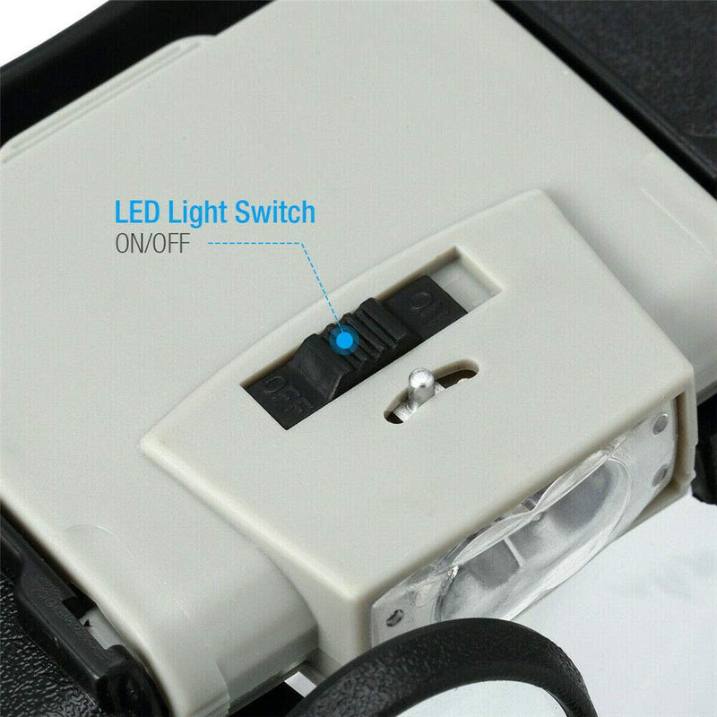 [Australia] - Head Magnifier Jewelers with LED Light Illuminated Helmet Magnifying 1.5X 3X 8.5X 10x Tools for Watch Repair, Precision Work Reading Aid 