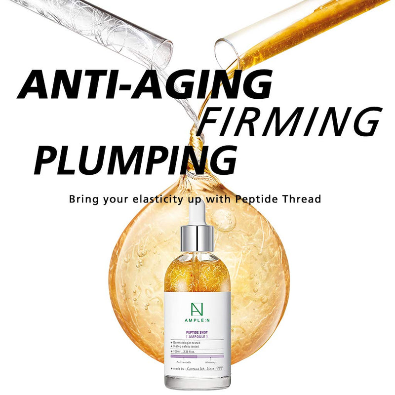 [Australia] - COR√âANA AMPLE:N Peptide Shot Ampoule 3.38 fl. oz. (100ml) - Ultimate Anti Aging & Anti Wrinkle Facial Firming Serum, Tri-Peptides Booster, Visiby Plump, Rejuvenating Skin Care, Lifts Sagging Skin 100 ml (Pack of 1) 