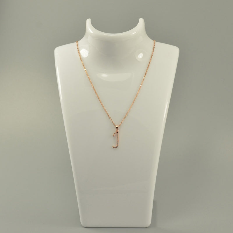 [Australia] - Paialco Jewelry 14K Rose Gold Plating Sterling Silver Initial Alphabet Pendant Necklace 18" J 