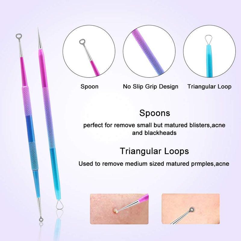 [Australia] - Blackhead and Blemish Remover, Aooeou Pimple Popper Tool Kit - Comedone Extractor Acne Removal Kit for Blemish, Whitehead Popping, Zit Removing for Nose Face Color 