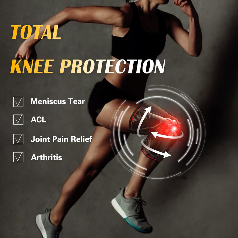 [Australia] - Professional Knee Brace，Knee Compression Sleeve for Man Women with Detachable Patella Gel Pads，Knee Support for Running，Meniscus Tear, ACL, Arthritis, Joint Pain Relief，Sports1 pack (Medium, BlackRed) Medium 