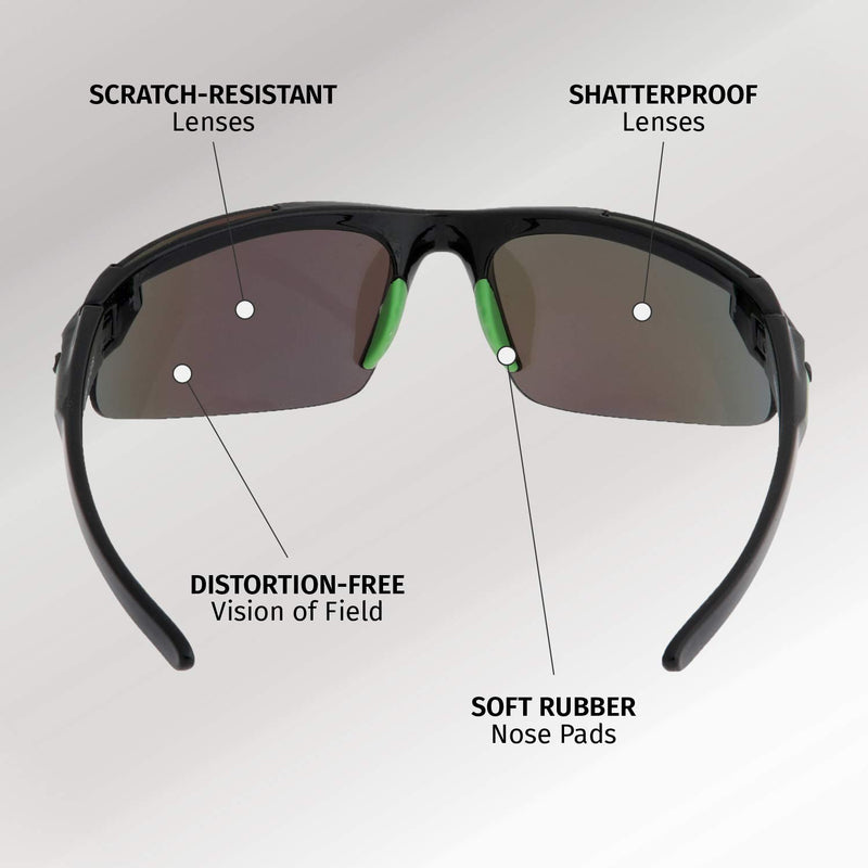 [Australia] - Rawlings Youth Sport Baseball Sunglasses Lightweight Stylish 100% UV Poly Lens Black Green 