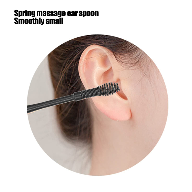 [Australia] - Ear Wax Removal Kit, 6-in-1 Ear Pick Tools Reusable Ear Cleaner Reusable Ear Cleaner Ear Wax Removal Tool Stainless Steel Ear Wax Remover with Storage Box(black) 