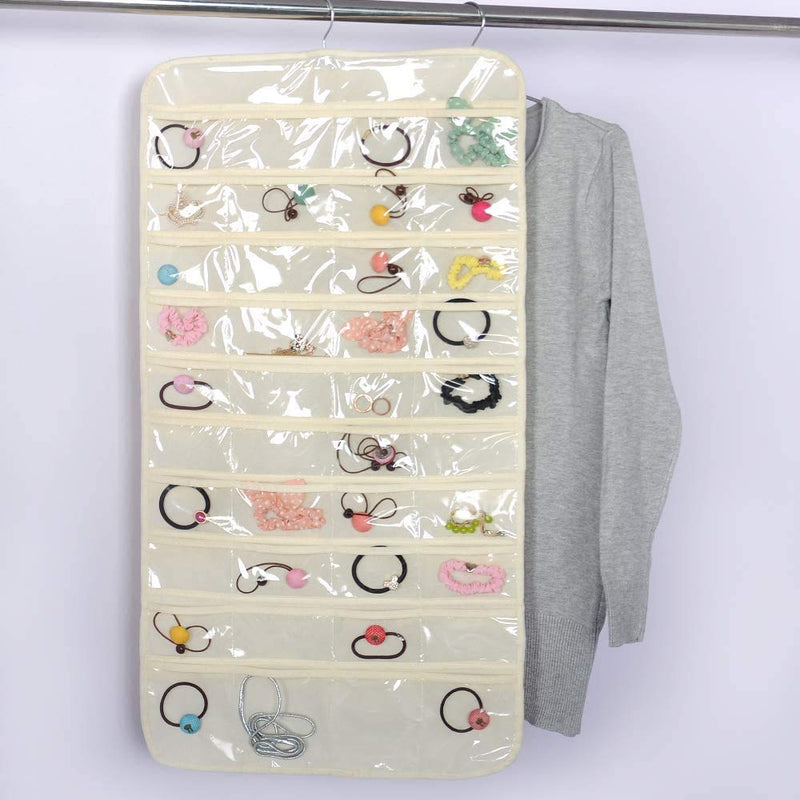 [Australia] - Conekuo Travel Jewelry Organizer Hanging for Closet with Hanger Foldable Portable Storage Bag for Earrings Necklace Bracelet Rings Head Rope 80 Pockets Dual-Sided Transparent Display Pouch 