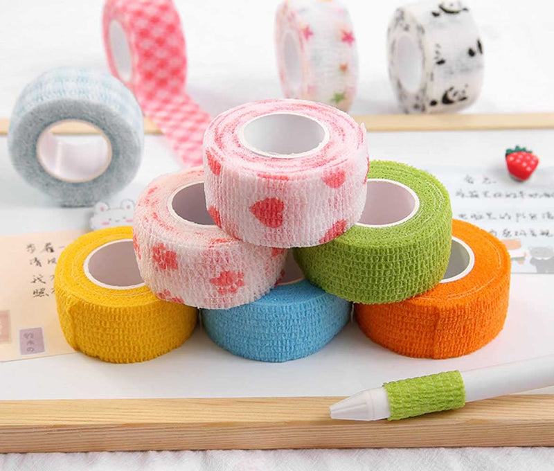 [Australia] - 7 Rolls of Non-Woven self-Adhesive Bandages for Finger Guard Nail Protector, 2.5cm x 4.5m / 1" x 5yd Waterproof Cohesive Elastic Tape Sports Fixing Band Stretch Wrap 