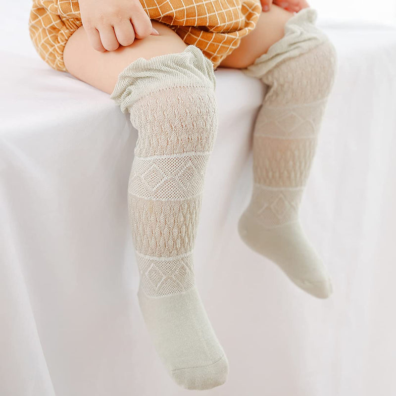[Australia] - HOUSEYUAN Baby Girls Knee High Socks 3/6 Pack Bow Long Stockings Infants Toddlers Ruffled Socks School Uniform Leggings 0-1 B-mesh 