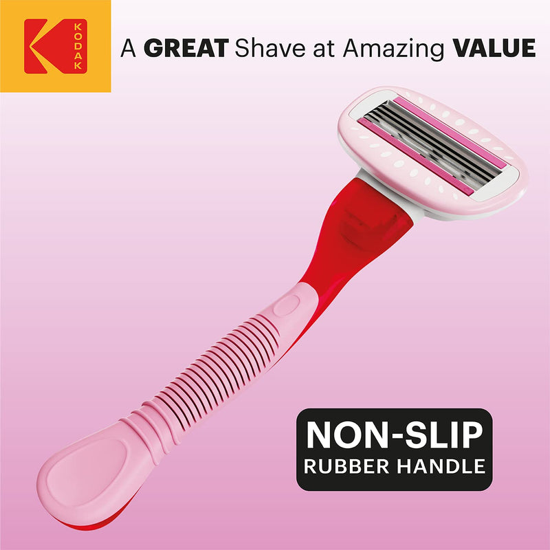 [Australia] - Kodak Premium Female 5 Blade Razor with 2 Refill Cartridges - Womens Shaving Kit | Swedish Steel & Aloe Vera Strip for A Sensitive Skin (Premium Handle + 2 Cartidges) 