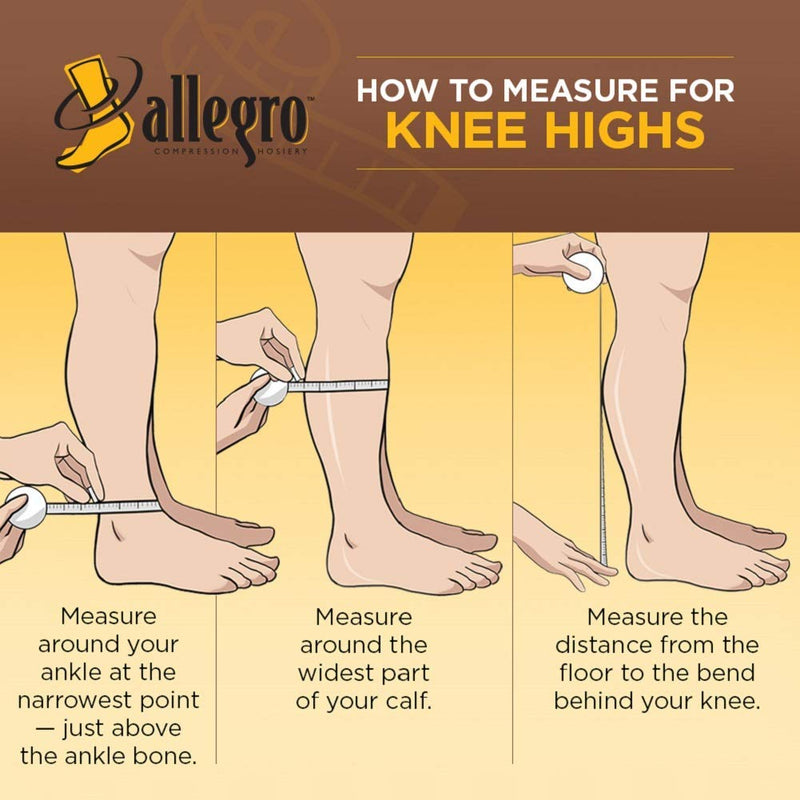 [Australia] - Allegro 15-20 mmHg Essential 16 Sheer Compression Support Hose - Knee High, Closed Toe, Compression Stockings for Women Black Large 