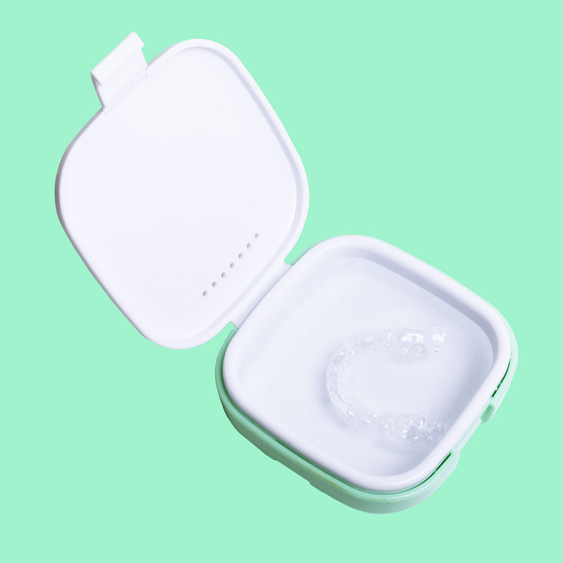 [Australia] - Encase Dental Retainer Case with Dental Bath – Dual Purpose Hygienic Denture Case for Storage and Immersion of Mouthguards, Ortho Retainers + Dental Appliances (Mint Green) Mint Green 