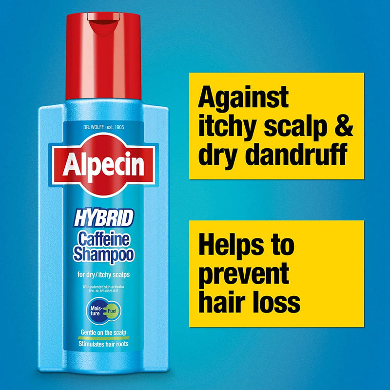 [Australia] - Alpecin Hybrid Shampoo 250ml | Natural Hair Growth Shampoo for Sensitive and Dry Scalps | Energizer for Strong Hair | Hair Care for Men Made in Germany 