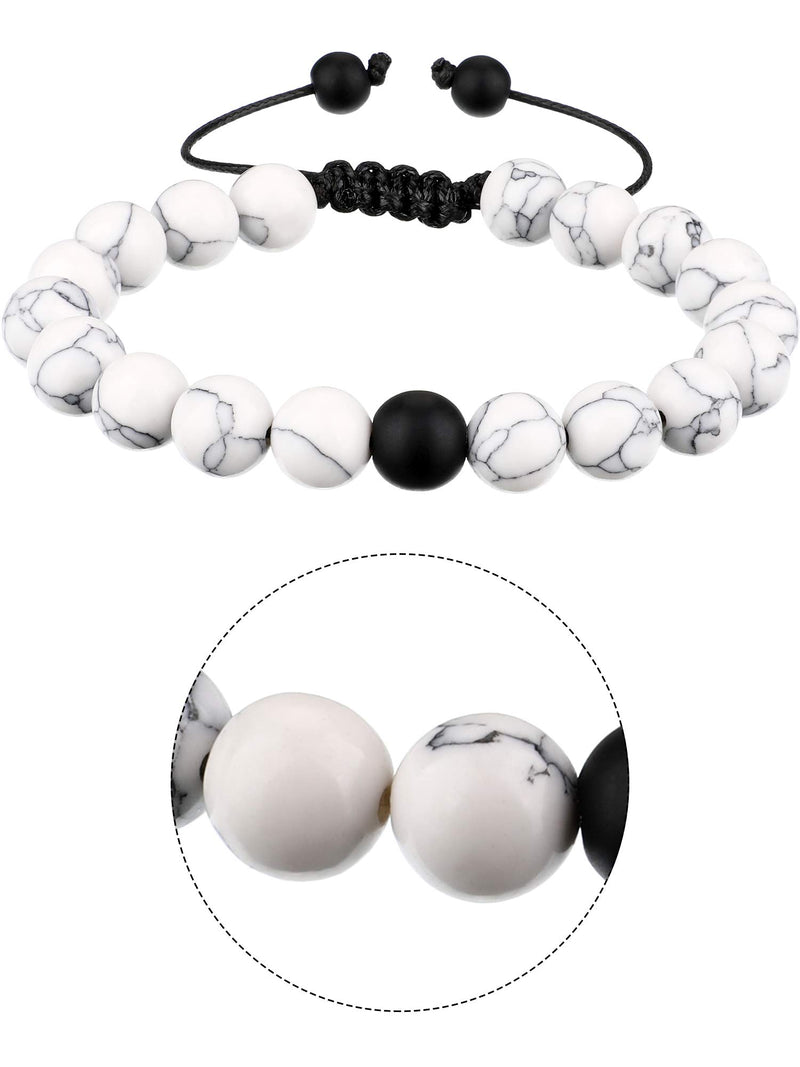 [Australia] - BBTO Howlite Bracelet Black Matte Agate Bracelet Couples Bracelet Distance Bracelet Energy Beads Bracelet for Valentine's Day Present 