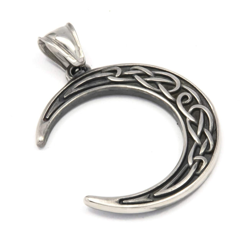 [Australia] - GUNGNEER Stainless Steel Celtic Knot Crescent Moon Pendant Necklace Irish Protection Accessories Keel Chain Jewelry 20.0 Inches 