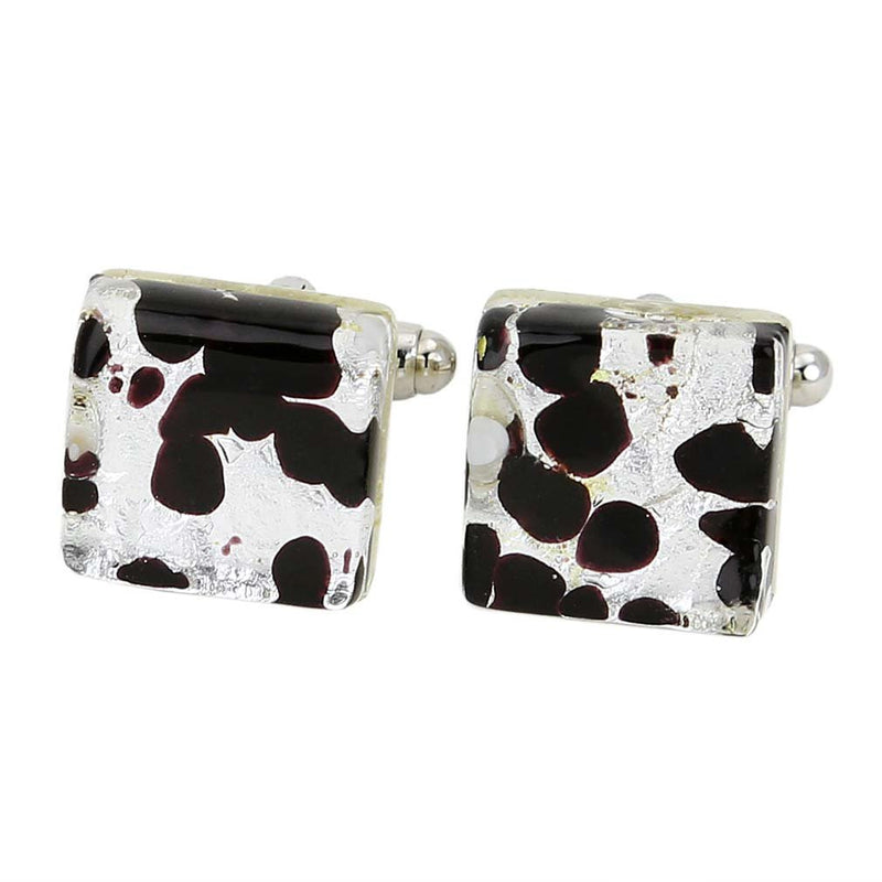 [Australia] - GlassOfVenice Murano Glass Venetian Classic Square Cufflinks - Dark Purple Silver 