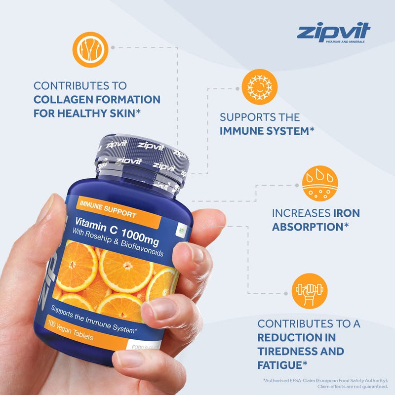 [Australia] - Vitamin C 1000mg with Bioflavonoids, 100 Vegan Tablets. Supports The Immune System. Contributes to a Reduction in Tiredness and Fatigue. 