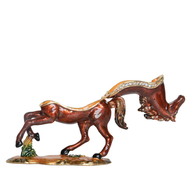 [Australia] - Minihouse Horse Trinket Box Hinged Hand-Painted Enameled AnimalFigurine Collectible Jewelry Box Ring Holder, Unique Gift for Home Decor 