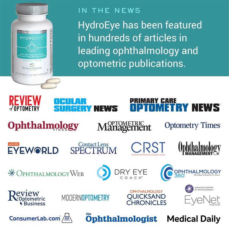 [Australia] - HydroEye Softgels - Dry Eye Relief - Features GLA, EPA, DHA and Other Key Nutrients - 120 Count 