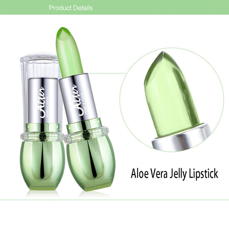 [Australia] - 3Pcs Aloe Vera lipstick Set, Crystal Jelly Lip Stains Waterproof Long Lasting Moisturizing Non-marking Non-stick Cup Magic Temperature Color Change Lip Balm Set 