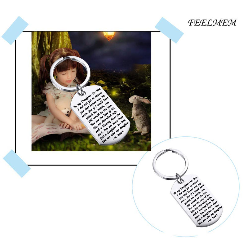 [Australia] - FEELMEM to My Daughter-in-Law Keychain I Did Not Get to Choose You That Honor was My Son's Wedding Gift Daughter-in-Law Jewelry from Mother in Law/Father in Law silver 