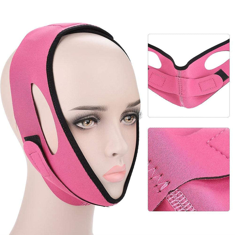 [Australia] - Facial Slimming Strap,Double Chin Reducer Slimming Bandages Facial Pain-Free Facial Chin Slimmer Belt Weight Loss Face Belts(Rose Red) Rose Red 