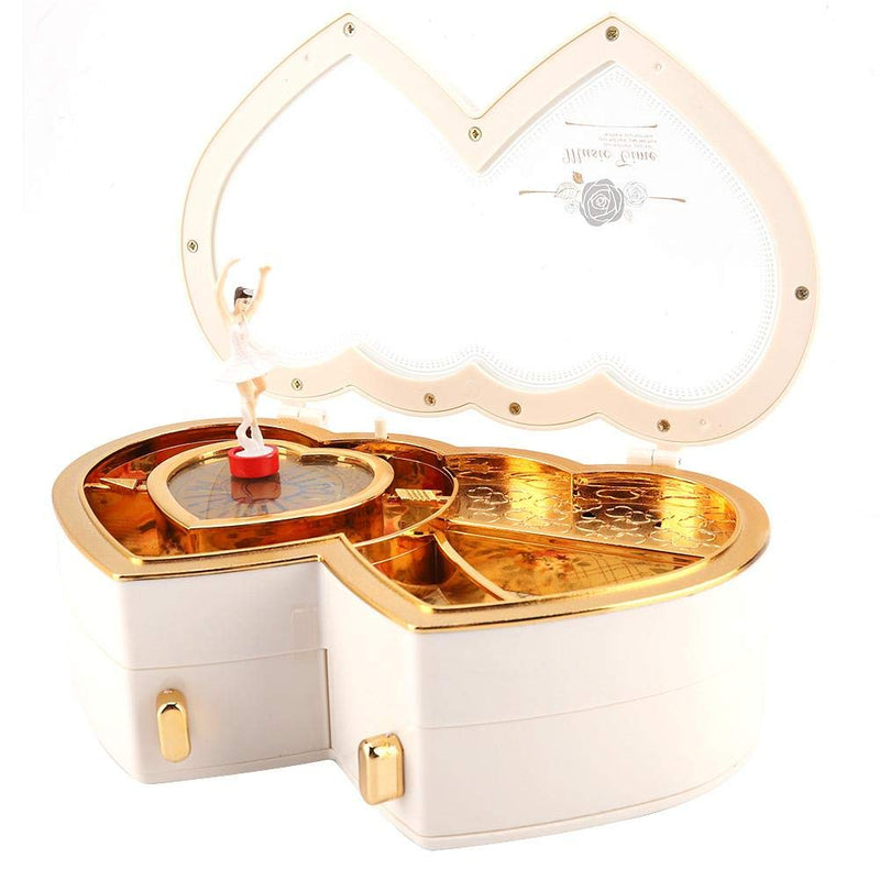 [Australia] - Musical Box, Musical Jewelry Box, Jewelry Storage Case, Girls Gift Home Jewelry Box for Little Girls Little Jewelry Storage(white) White 