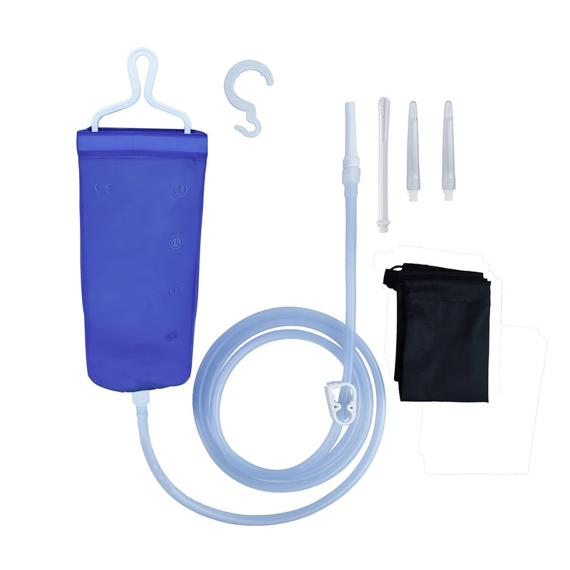 [Australia] - Enema Bag Kit for Colon Cleansing Coffee Women Men Constipation, 2L Folding Enema Bucket Shower Anal Vaginal Douche Cleaner Set with 6ft Silicone Hose and 4 Replacement Nozzle for Adult Child BPA Free TPU 