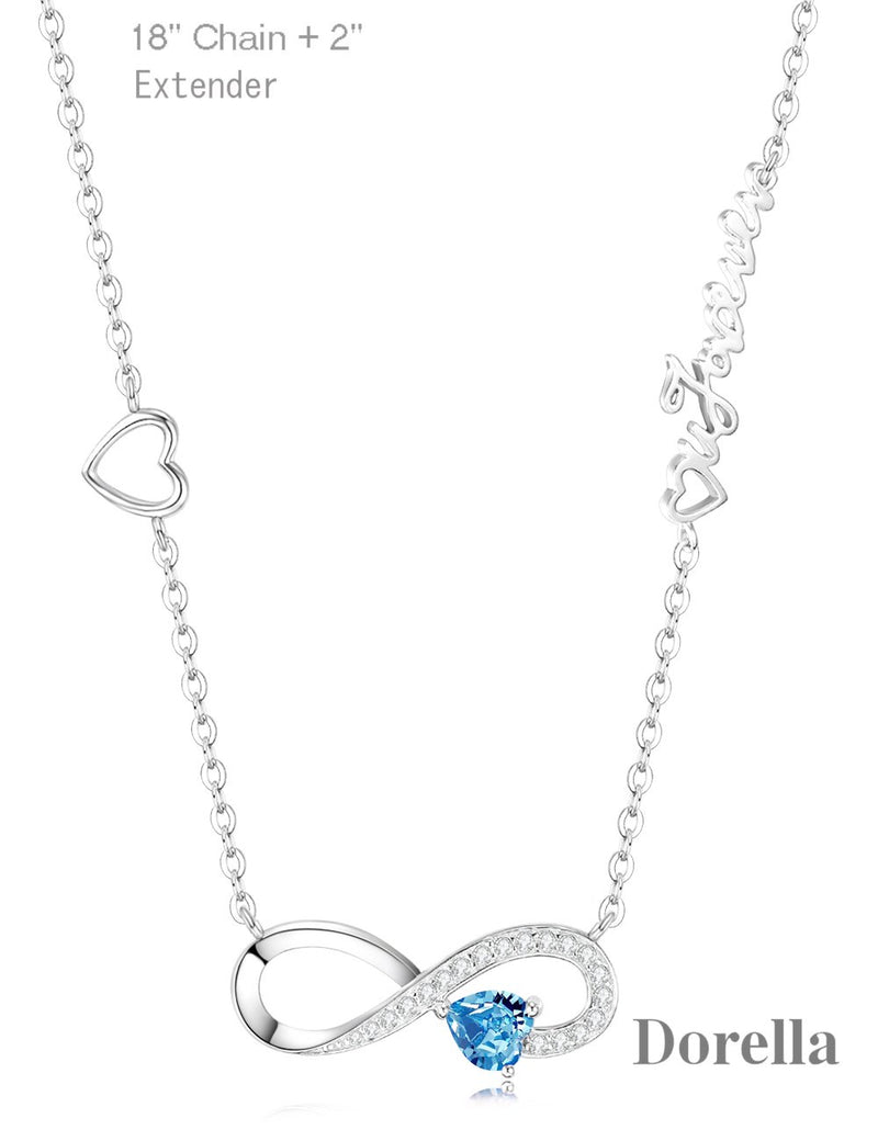 [Australia] - Birthday Gifts Blue Aquamarine Necklace for Women Teen Girls Love You Forever Jewelry for Wife Mom Sterling Silver Love Infinity Heart Jewelry Love You Forever Aquamarine Infinity Heart Jewelry 