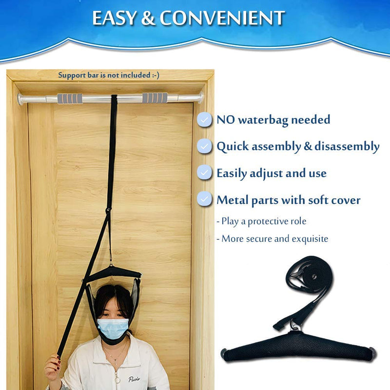 [Australia] - Neck Traction Devices Cervical Stretcher for Nerve Pain Relief Spinal Decompression Machine Alignment Stretching Devices Over The Door Home Cervical Traction Unit Physical Therapy Kit (Black) Black 