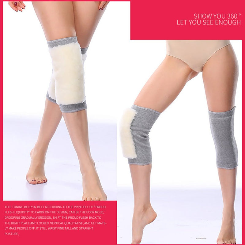 [Australia] - Ausom Womens Mens Thicken Cashmere Wool Winter Warm Thermal Knee Warmers Leg Sleeve Knee Brace Support Pads Yoga Outdoor Gray Medium 