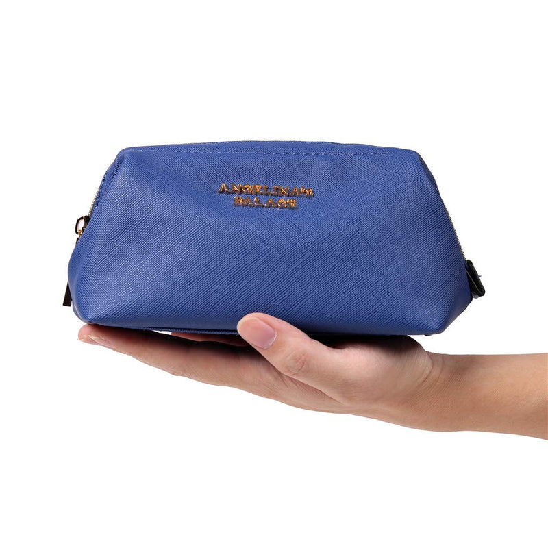 [Australia] - Angelina's Palace Vegan Leather Waterproof Travel Cosmetic Bag Toiletry Organizer Makeup Pouches(dark chambray) dark chambray 